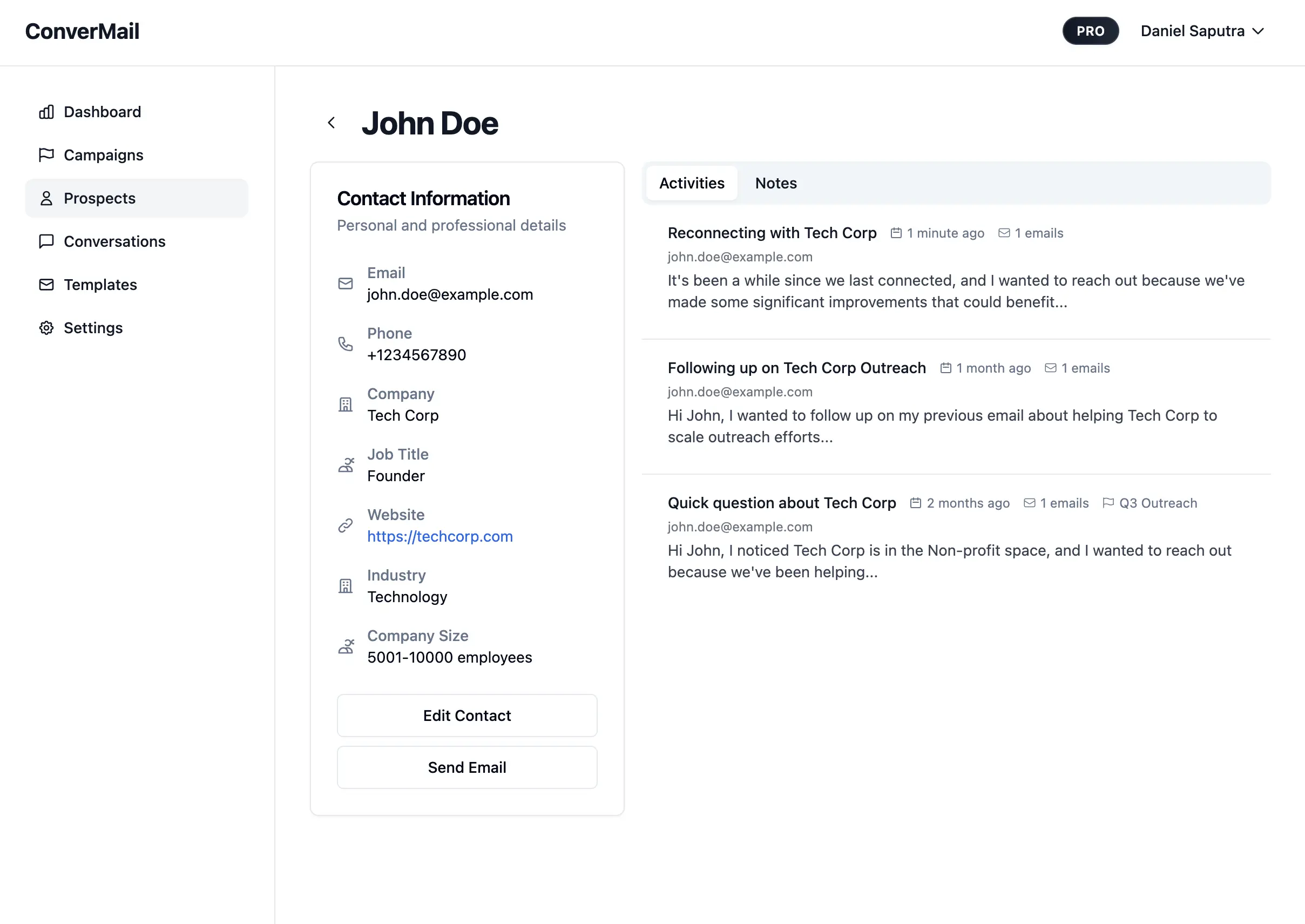 Prospect Management Interface